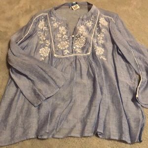 Blue and white flower blouse